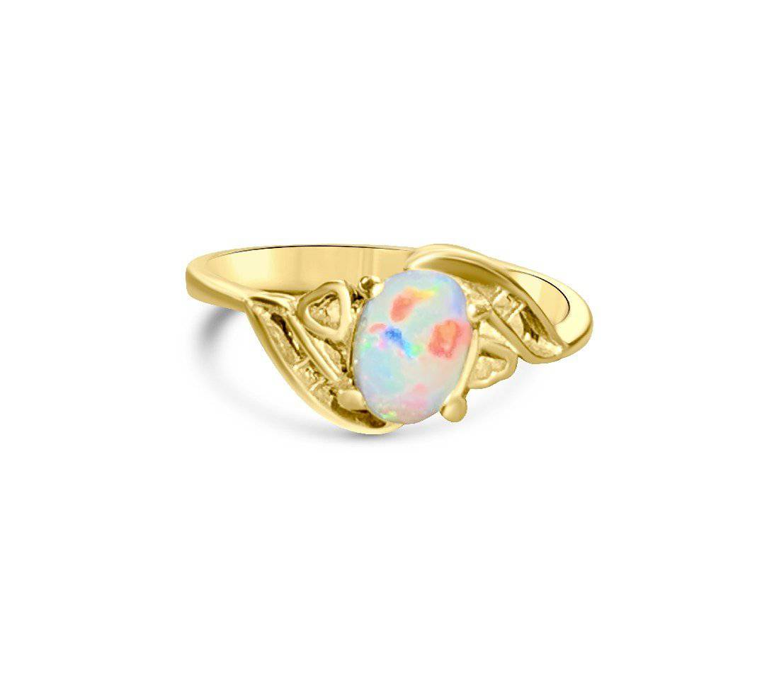 18kt Yellow Gold Black Opal solitaire ring - Masterpiece Jewellery Opal & Gems Sydney Australia | Online Shop