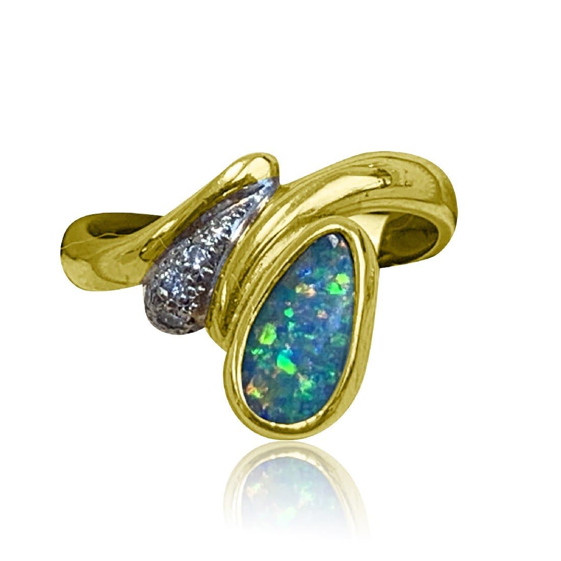 18kt Yellow Gold Boulder Opal and Diamond ring - Masterpiece Jewellery Opal & Gems Sydney Australia | Online Shop