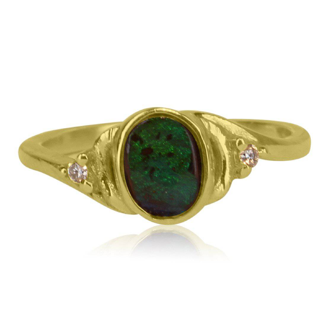 18kt Yellow Gold Boulder Opal ring - Masterpiece Jewellery Opal & Gems Sydney Australia | Online Shop