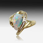 18kt Yellow Gold Opal and Diamond ring - Masterpiece Jewellery Opal & Gems Sydney Australia | Online Shop