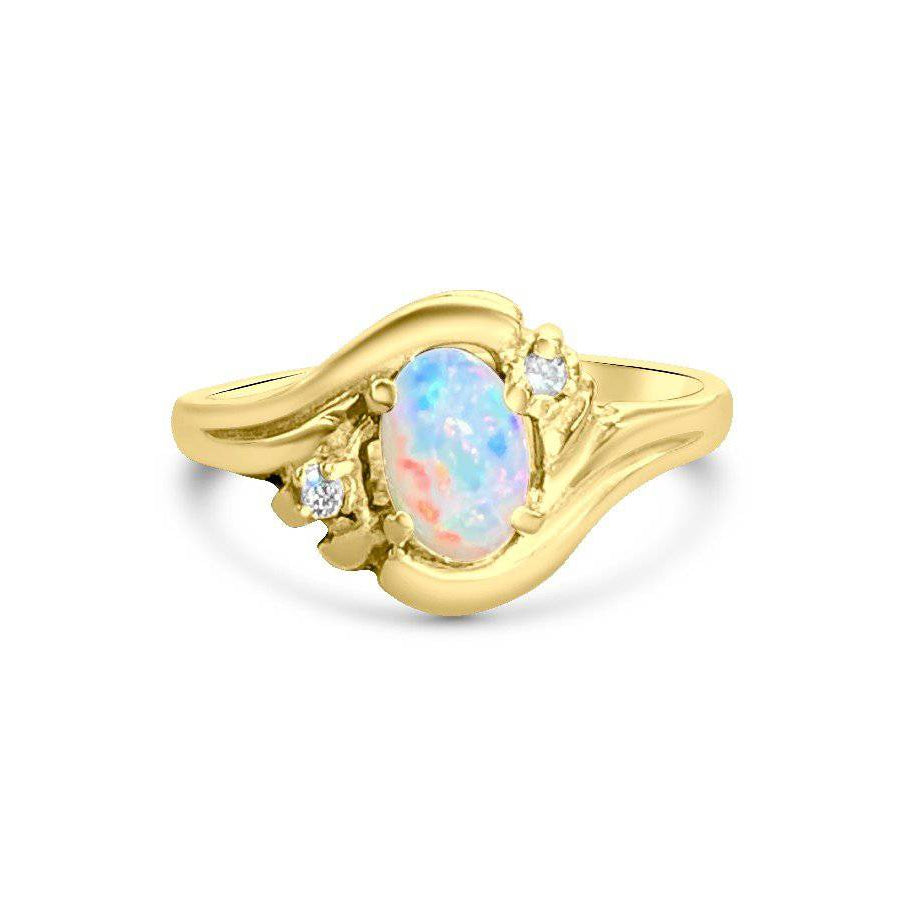 18kt Yellow Gold Opal and diamond ring - Masterpiece Jewellery Opal & Gems Sydney Australia | Online Shop