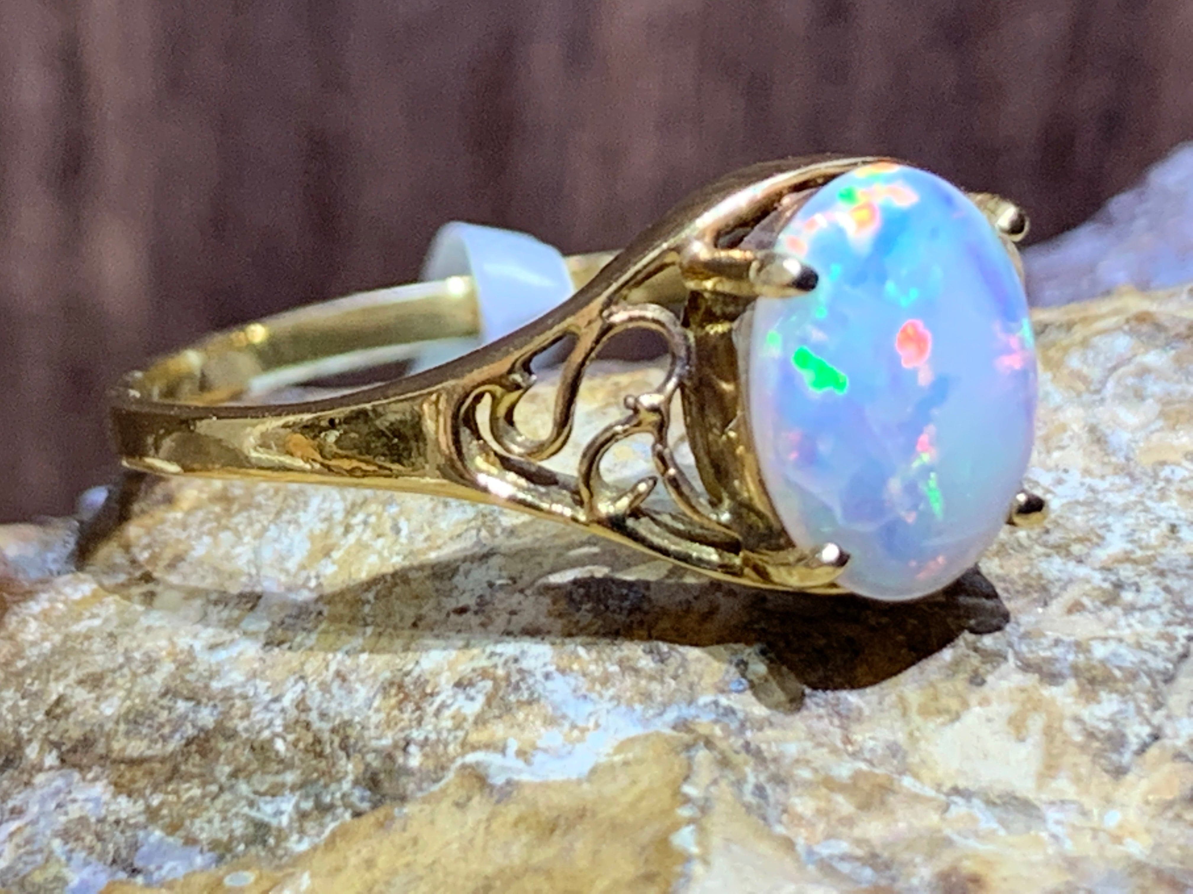 18kt Yellow Gold Opal fancy solitaire ring - Masterpiece Jewellery Opal & Gems Sydney Australia | Online Shop