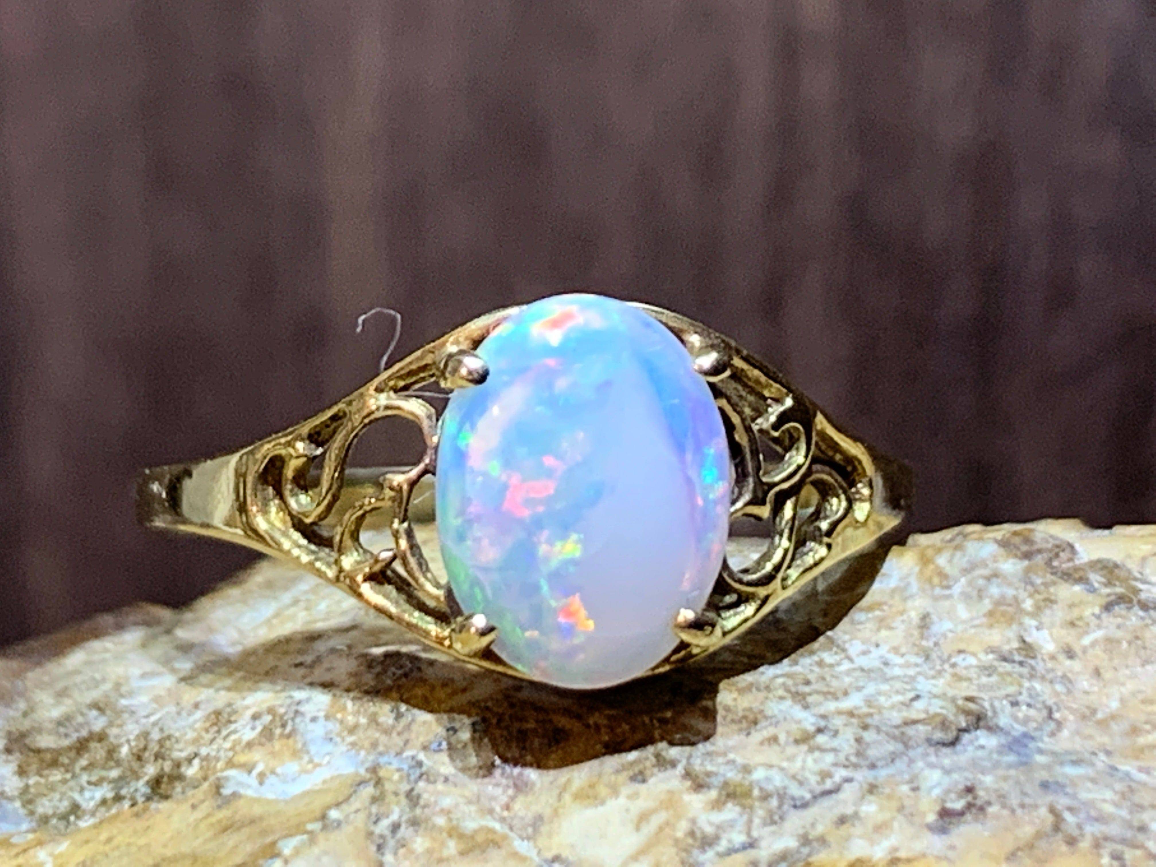 18kt Yellow Gold Opal fancy solitaire ring - Masterpiece Jewellery Opal & Gems Sydney Australia | Online Shop