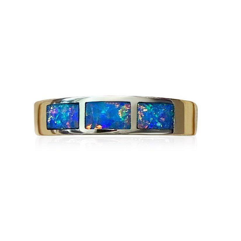 18kt Yellow Gold Opal inlay ring - Masterpiece Jewellery Opal & Gems Sydney Australia | Online Shop