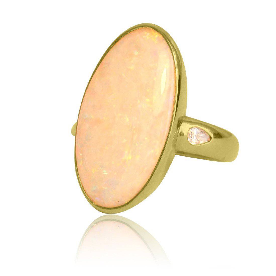 18kt Yellow Gold White Opal diamond ring - Masterpiece Jewellery Opal & Gems Sydney Australia | Online Shop