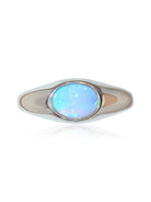 9KT MENS SIGNET RING WITH WHITE OPAL - Masterpiece Jewellery Opal & Gems Sydney Australia | Online Shop