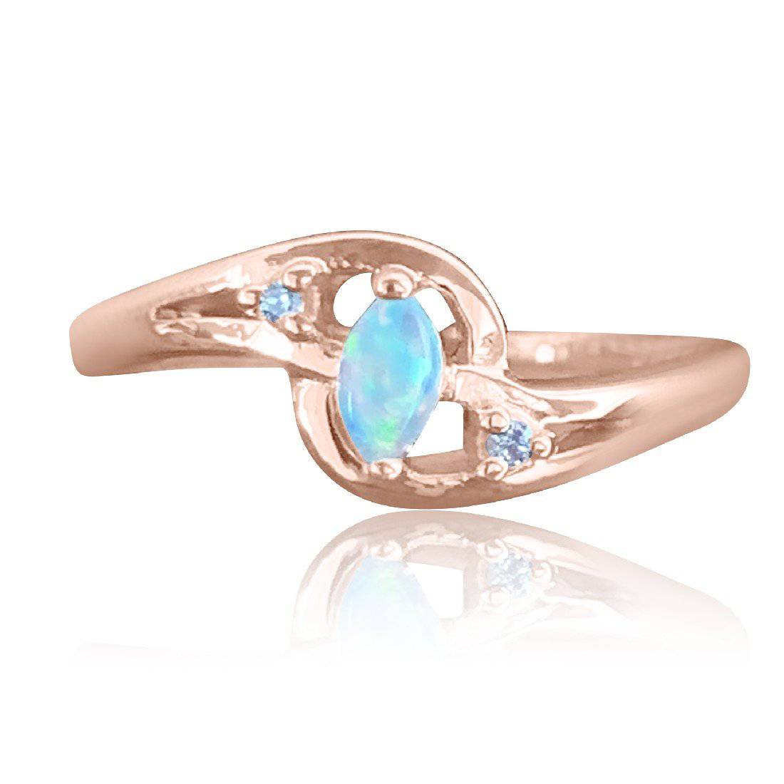 9kt Rose Gold Opal and Diamond ring - Masterpiece Jewellery Opal & Gems Sydney Australia | Online Shop