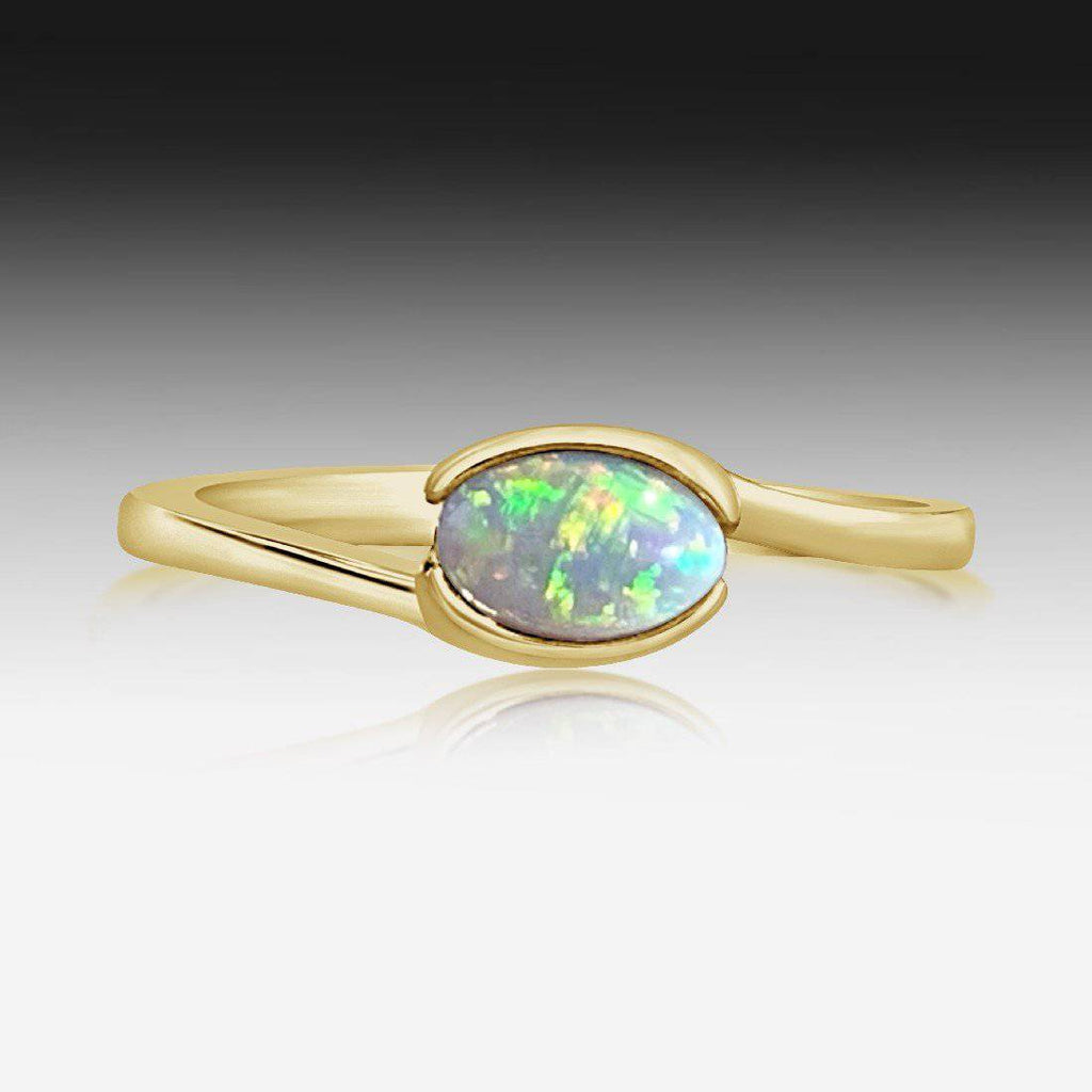 9kt Yellow Gold Black Opal ring - Masterpiece Jewellery Opal & Gems Sydney Australia | Online Shop