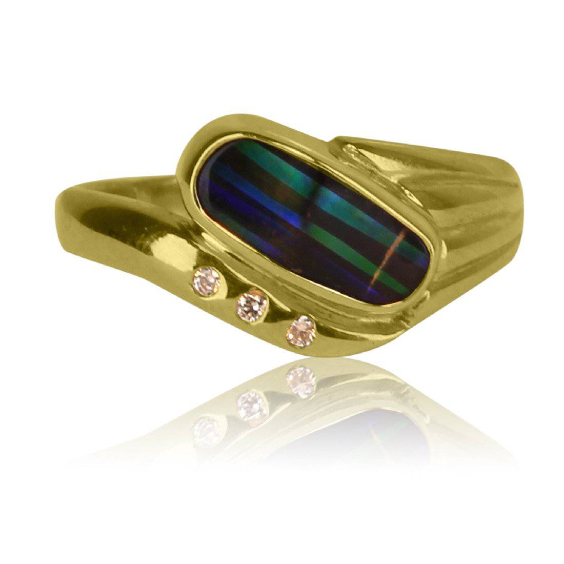 9kt Yellow Gold Boulder Opal ring - Masterpiece Jewellery Opal & Gems Sydney Australia | Online Shop