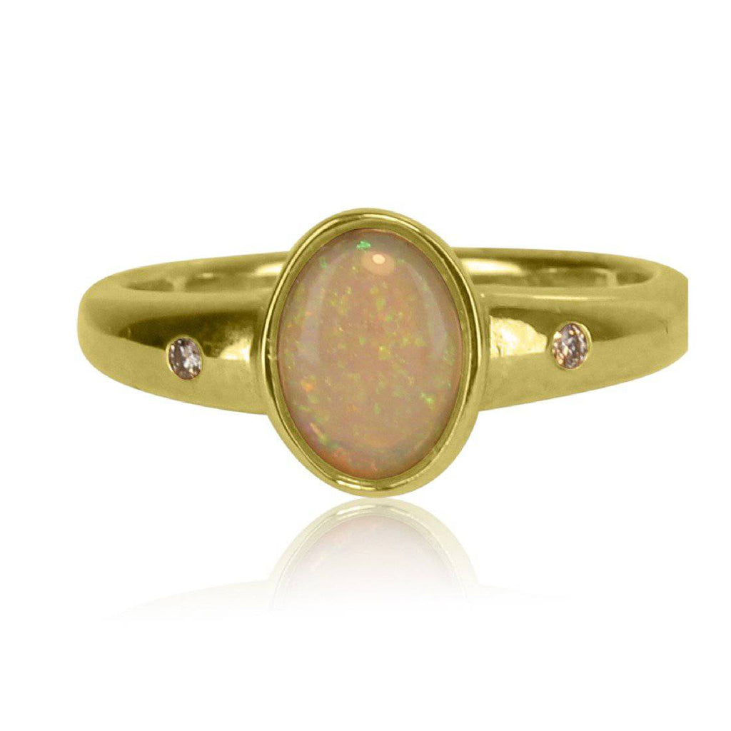 9kt Yellow Gold Opal and diamond ring - Masterpiece Jewellery Opal & Gems Sydney Australia | Online Shop