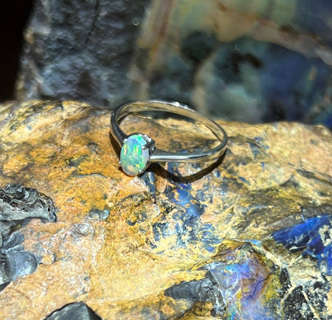 14kt White Gold Opal solitaire ring - Masterpiece Jewellery Opal & Gems Sydney Australia | Online Shop