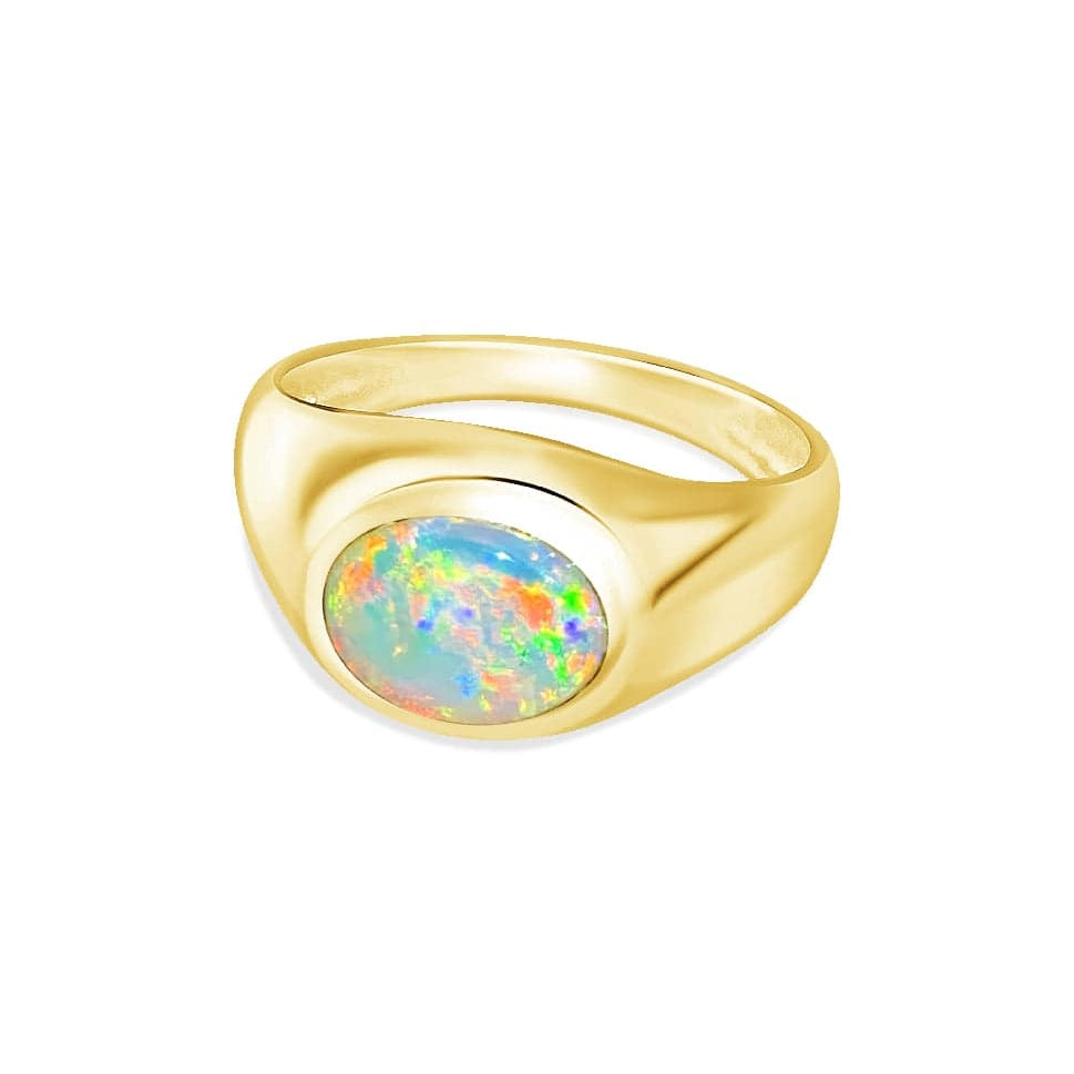 14kt Yellow Gold Opal fine signet ring - Masterpiece Jewellery Opal & Gems Sydney Australia | Online Shop