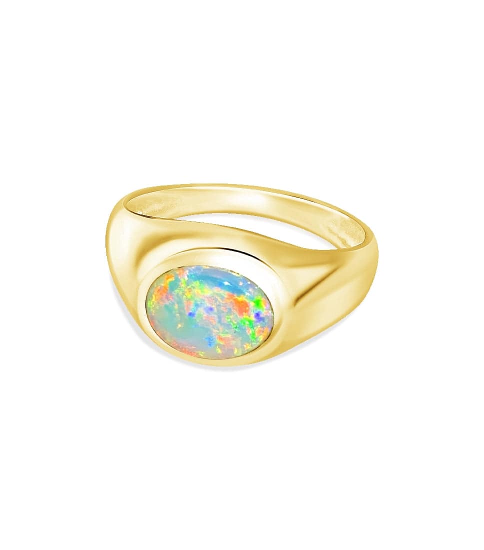 14kt Yellow Gold Opal fine signet ring - Masterpiece Jewellery Opal & Gems Sydney Australia | Online Shop