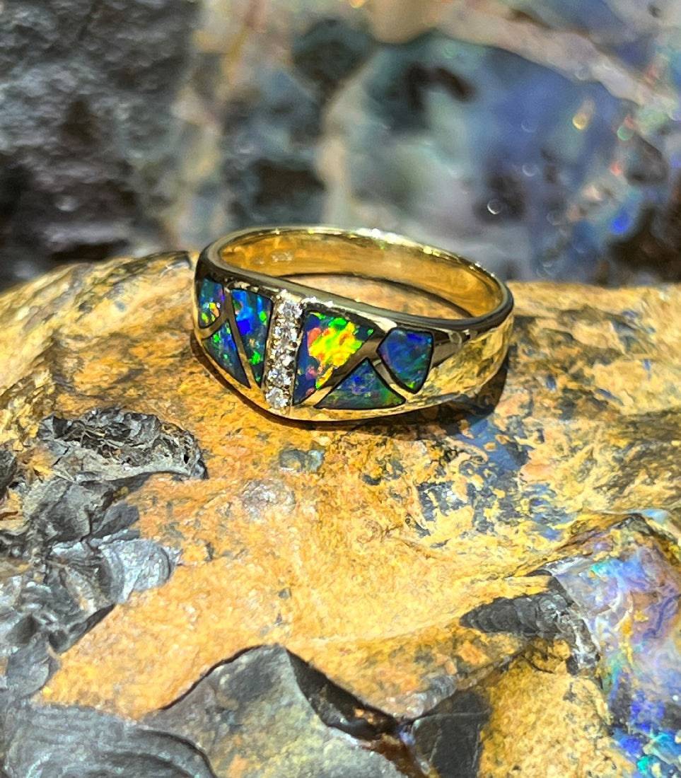 Australian Opal Ring 14k Gold 7412 | Genuine Opal Jewelry