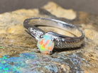 18kt White Gold Black Crystal Opal and Diamond ring - Masterpiece Jewellery Opal & Gems Sydney Australia | Online Shop