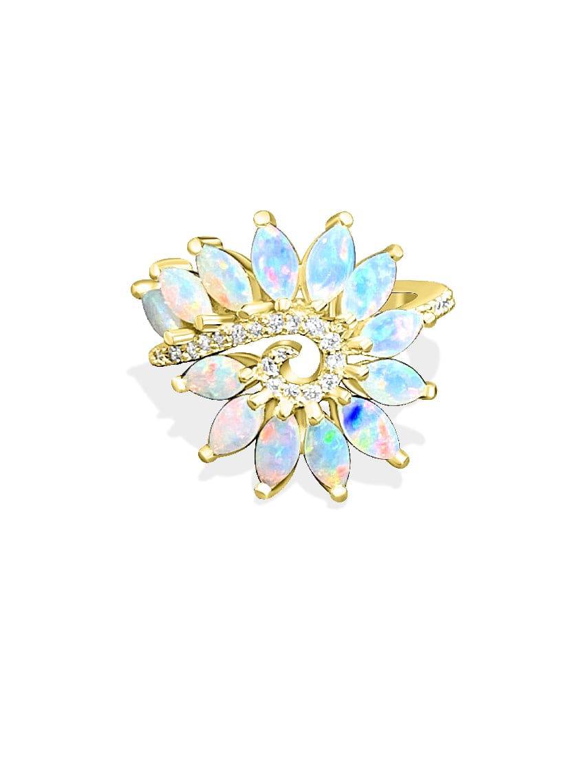 18kt Yellow Gold Marquise shape Opal and Diamond ring - Masterpiece Jewellery Opal & Gems Sydney Australia | Online Shop