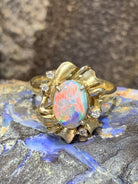 18kt Yellow Gold ring set with Black Opal and Diamonds - Masterpiece Jewellery Opal & Gems Sydney Australia | Online Shop