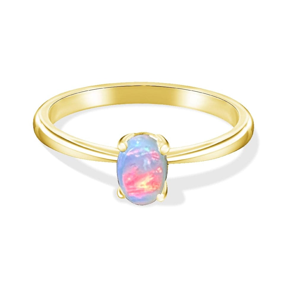 9kt Yellow Gold solitaire ring set with Opal - Masterpiece Jewellery Opal & Gems Sydney Australia | Online Shop