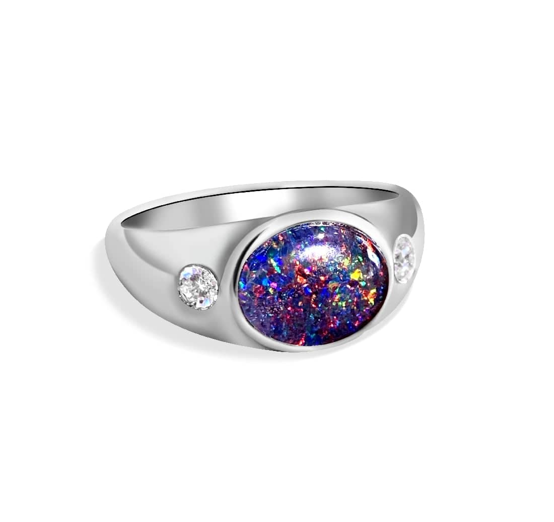 Sterling Silver Opal triplet ring - Masterpiece Jewellery Opal & Gems Sydney Australia | Online Shop