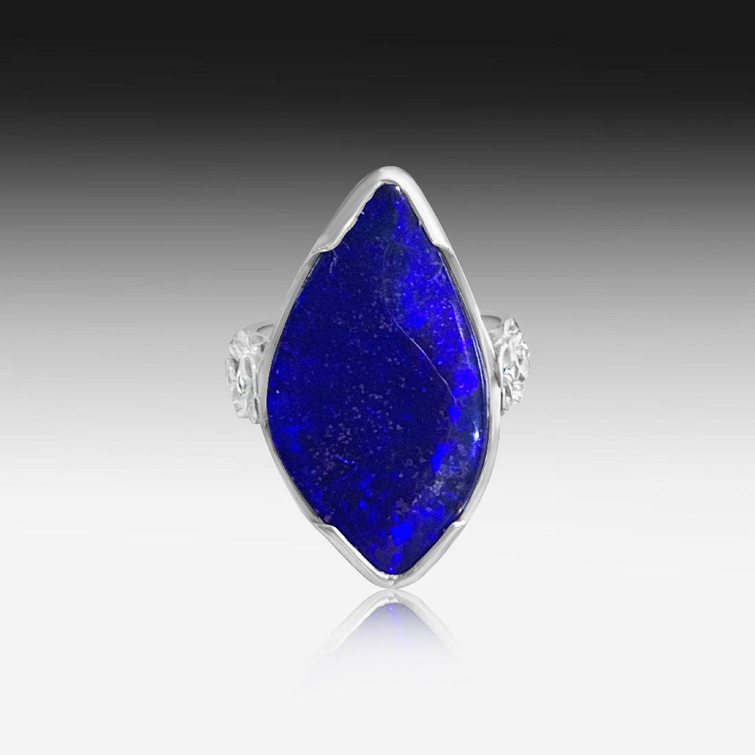 Sterling Silver Palladium Boulder Opal ring - Masterpiece Jewellery Opal & Gems Sydney Australia | Online Shop