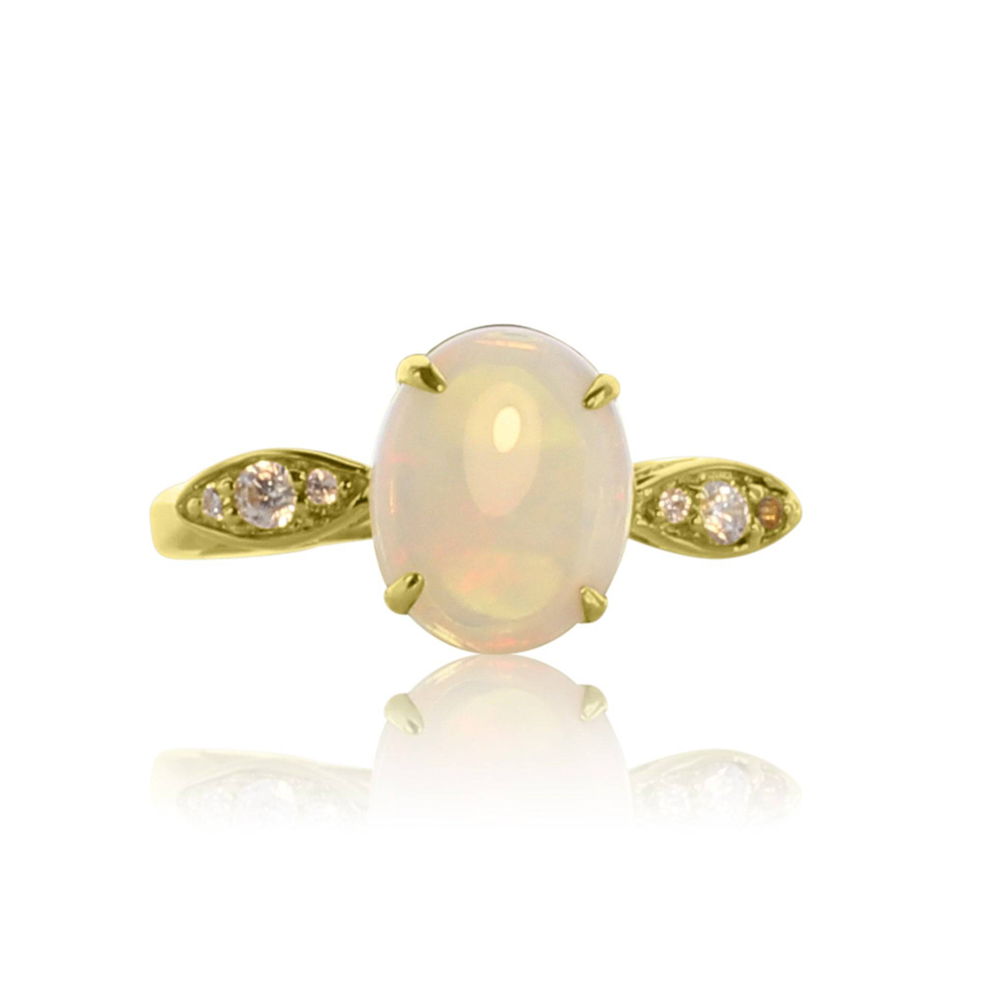 Gold plated White Opal ring - Masterpiece Jewellery Opal & Gems Sydney Australia | Online Shop