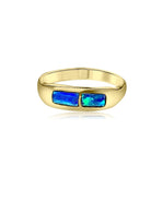 One 18kt Yellow Gold 2 Opal inlay bar band - Masterpiece Jewellery Opal & Gems Sydney Australia | Online Shop