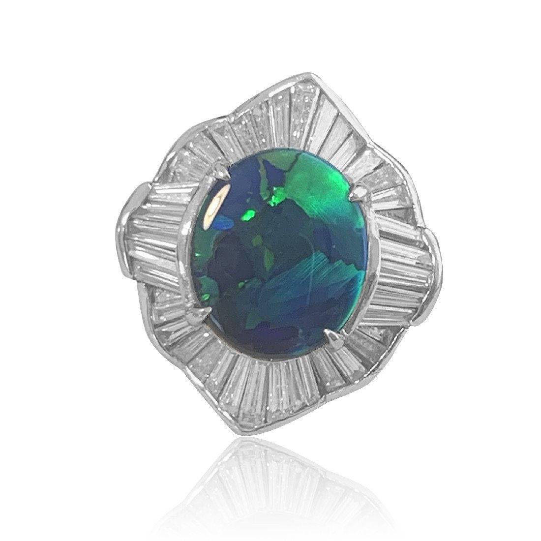 One Platinum Black Opal and Diamond ring - Masterpiece Jewellery Opal & Gems Sydney Australia | Online Shop
