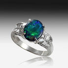 PLATINUM BLACK OPAL AND DIAMOND RING - Masterpiece Jewellery Opal & Gems Sydney Australia | Online Shop