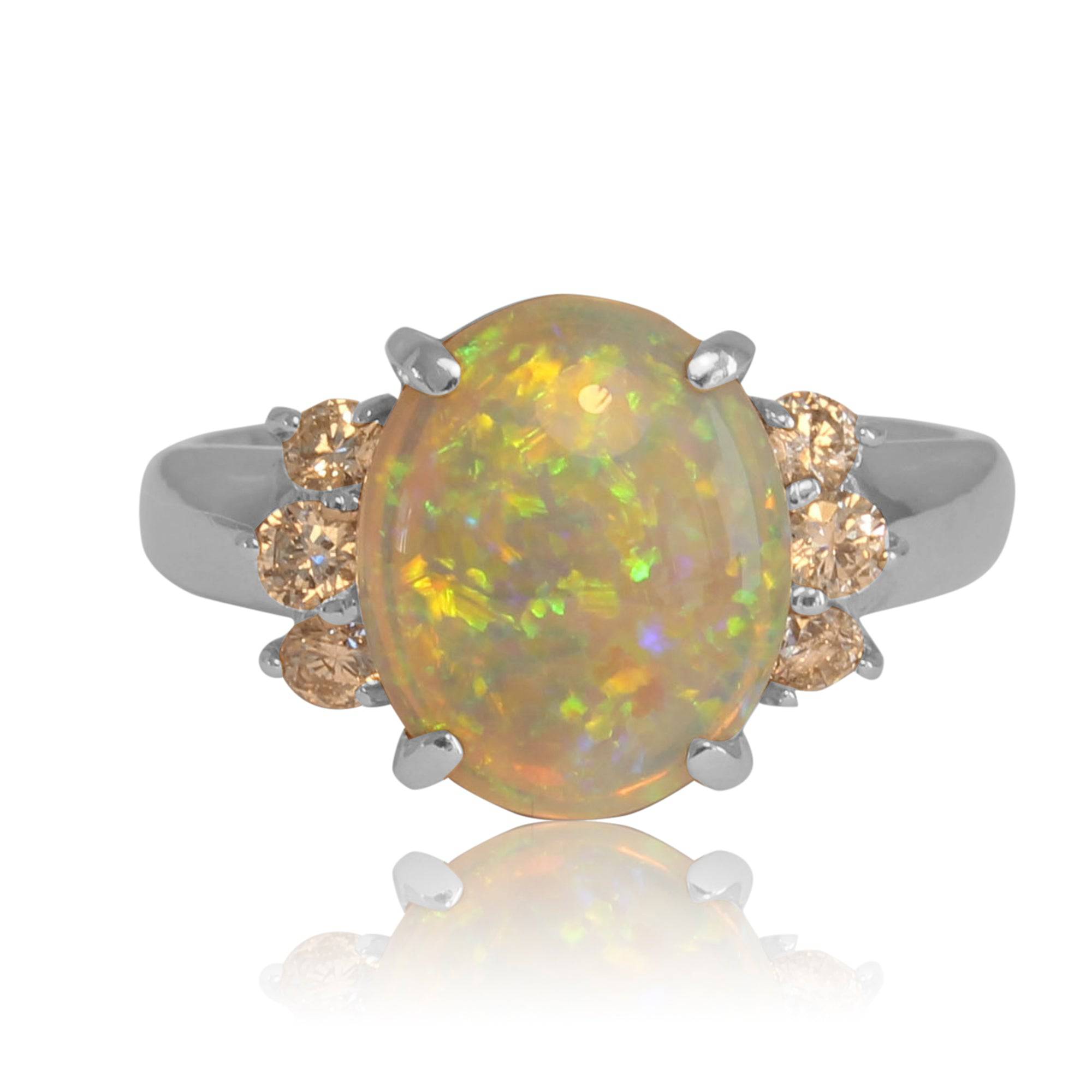 Platinum Crystal Opal ring - Masterpiece Jewellery Opal & Gems Sydney Australia | Online Shop