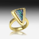 RING BOULDER OPAL DIAMONDS TRIANGLE SHAPE - Masterpiece Jewellery Opal & Gems Sydney Australia | Online Shop