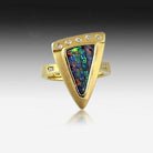 RING BOULDER OPAL DIAMONDS TRIANGLE SHAPE - Masterpiece Jewellery Opal & Gems Sydney Australia | Online Shop