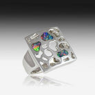 SILVER OPAL INLAY SQUARE RING - Masterpiece Jewellery Opal & Gems Sydney Australia | Online Shop