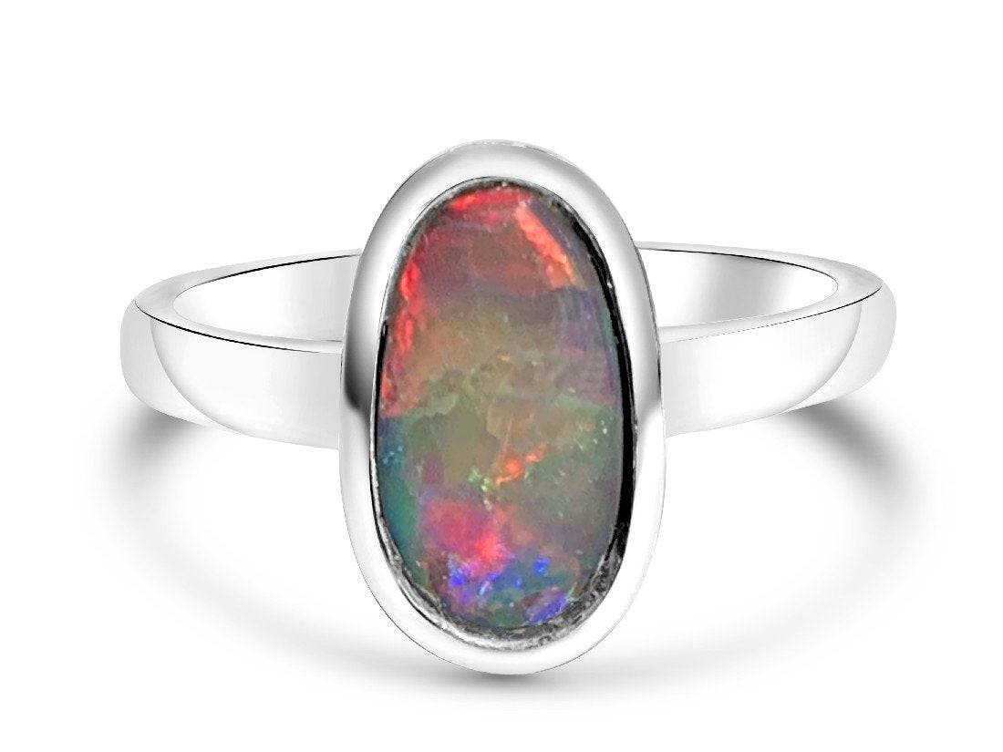 Sterling Silver 1.21ct Black Opal ring - Masterpiece Jewellery Opal & Gems Sydney Australia | Online Shop