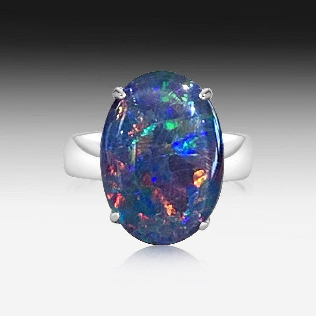 Sterling Silver 18x13mm Opal solitaire - Masterpiece Jewellery Opal & Gems Sydney Australia | Online Shop