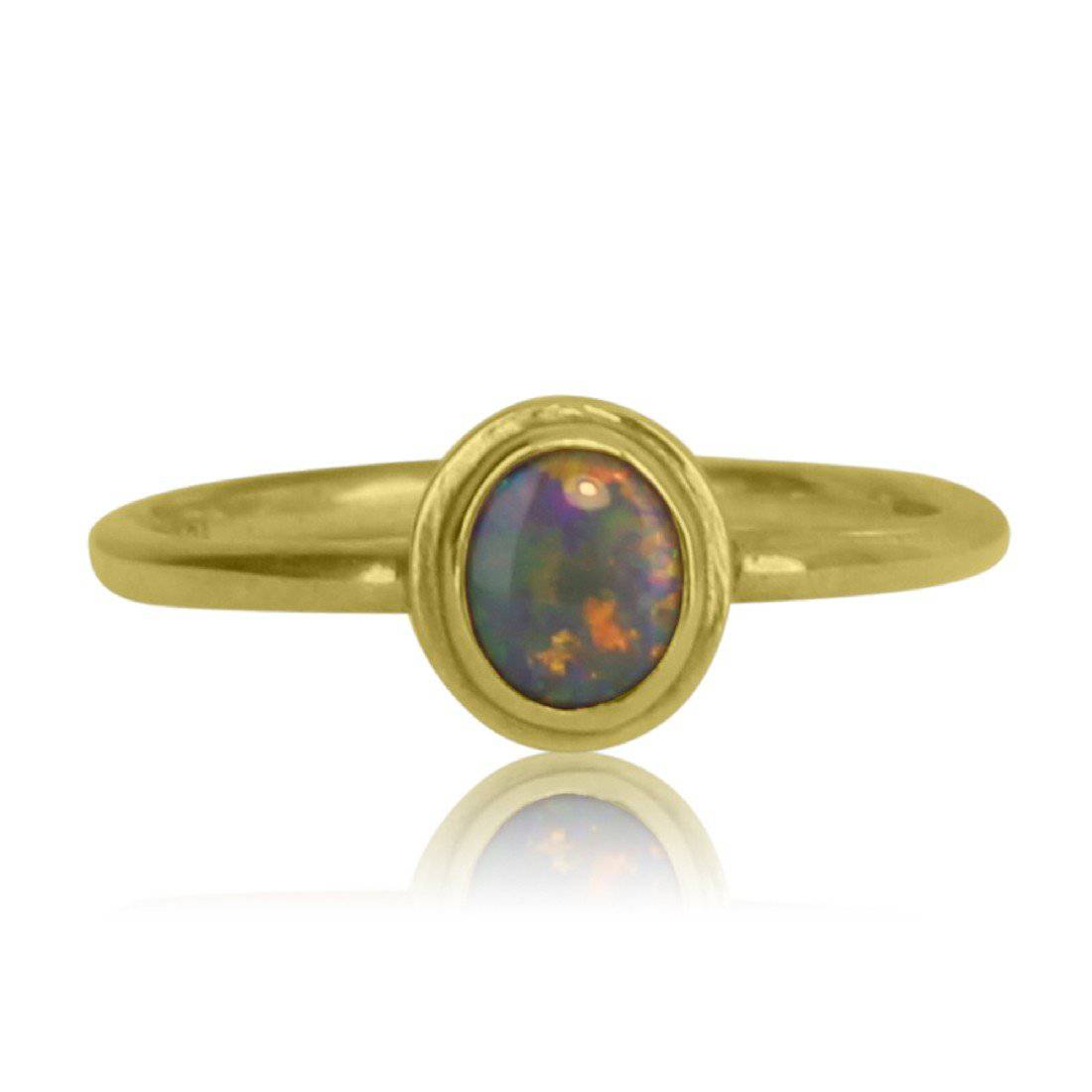 Sterling Silver and Gold Black Opal ring - Masterpiece Jewellery Opal & Gems Sydney Australia | Online Shop