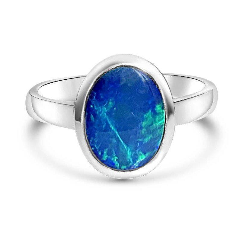 Sterling Silver Black Opal 2.5ct ring - Masterpiece Jewellery Opal & Gems Sydney Australia | Online Shop