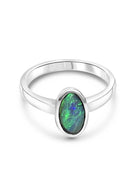 Sterling Silver Black Opal ring - Masterpiece Jewellery Opal & Gems Sydney Australia | Online Shop