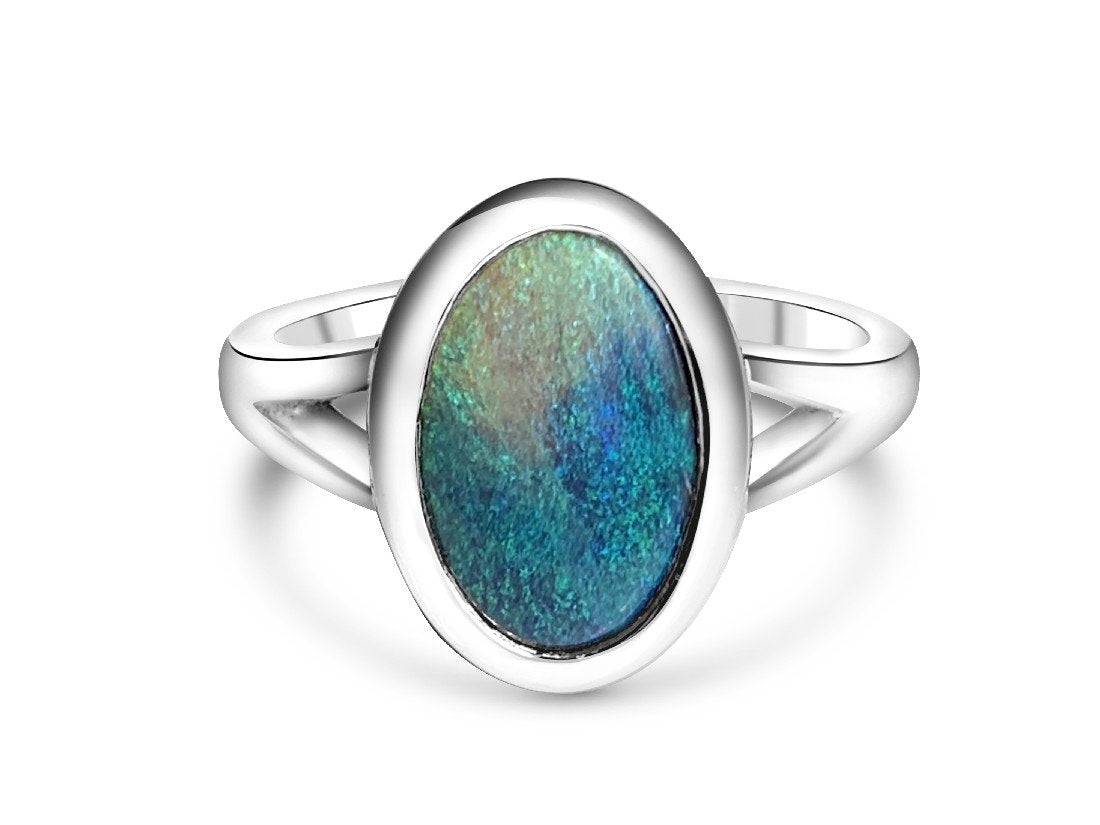 Sterling Silver Black Opal ring - Masterpiece Jewellery Opal & Gems Sydney Australia | Online Shop