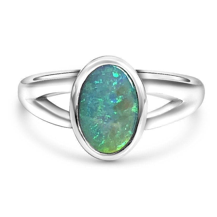 Sterling Silver Black Opal solitaire ring - Masterpiece Jewellery Opal & Gems Sydney Australia | Online Shop