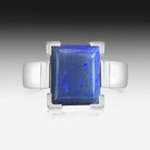 Sterling Silver Black Opal square ring - Masterpiece Jewellery Opal & Gems Sydney Australia | Online Shop