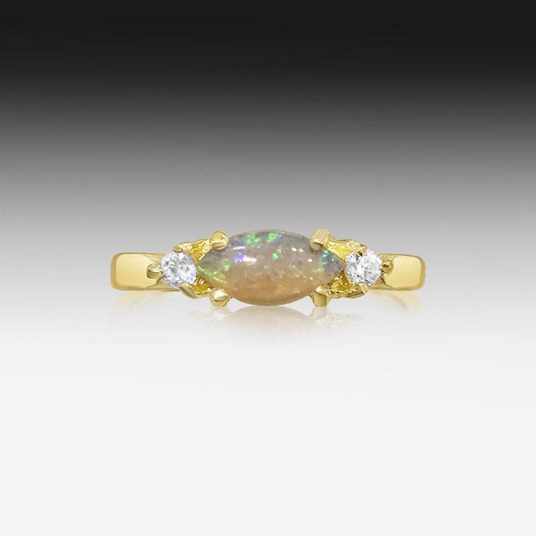 Sterling Silver Gold Plated Light Opal ring - Masterpiece Jewellery Opal & Gems Sydney Australia | Online Shop