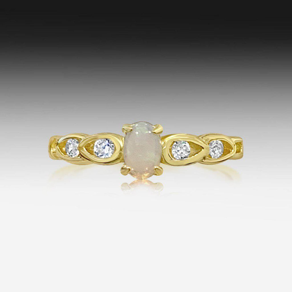 Sterling Silver Gold plated Opal and cubic zirconia ring - Masterpiece Jewellery Opal & Gems Sydney Australia | Online Shop