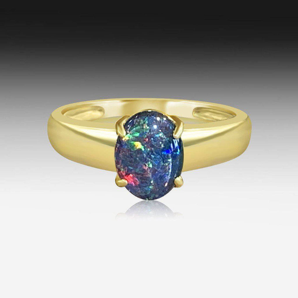 Sterling Silver Gold Plated Opal triplet  ring - Masterpiece Jewellery Opal & Gems Sydney Australia | Online Shop