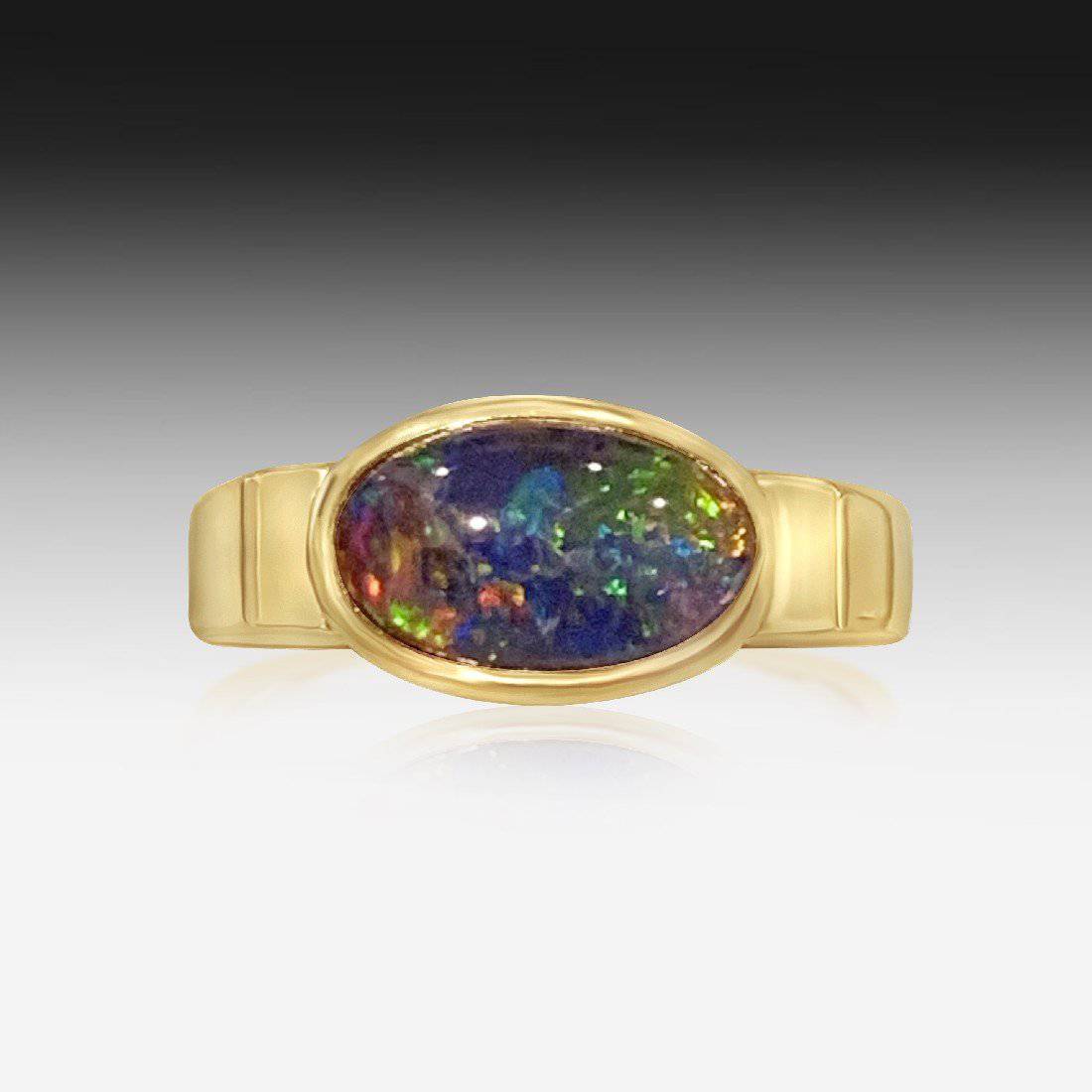 Sterling Silver Gold Plated Opal triplet ring - Masterpiece Jewellery Opal & Gems Sydney Australia | Online Shop
