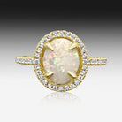 Sterling Silver Halo Opal and cubic zirconia ring - Masterpiece Jewellery Opal & Gems Sydney Australia | Online Shop