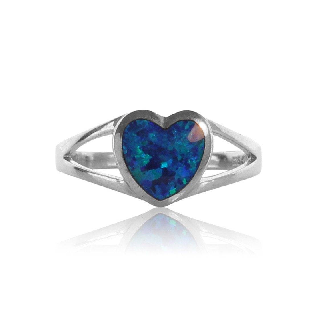 Sterling Silver Heart Opal ring - Masterpiece Jewellery Opal & Gems Sydney Australia | Online Shop