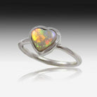 Sterling Silver heart shape Opal ring - Masterpiece Jewellery Opal & Gems Sydney Australia | Online Shop