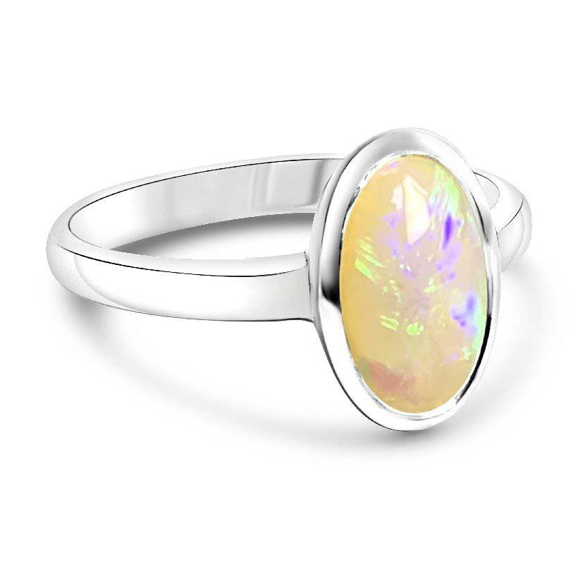 Sterling Silver Light Opal 1.4ct ring - Masterpiece Jewellery Opal & Gems Sydney Australia | Online Shop