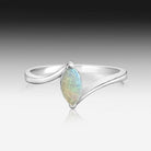Sterling Silver marquise Opal solitaire ring - Masterpiece Jewellery Opal & Gems Sydney Australia | Online Shop
