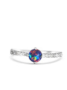 Sterling Silver Opal and cubic zirconia ring - Masterpiece Jewellery Opal & Gems Sydney Australia | Online Shop